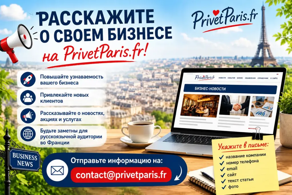 Расскажите о своём бизнесе во Франци на PrivetParis.fr